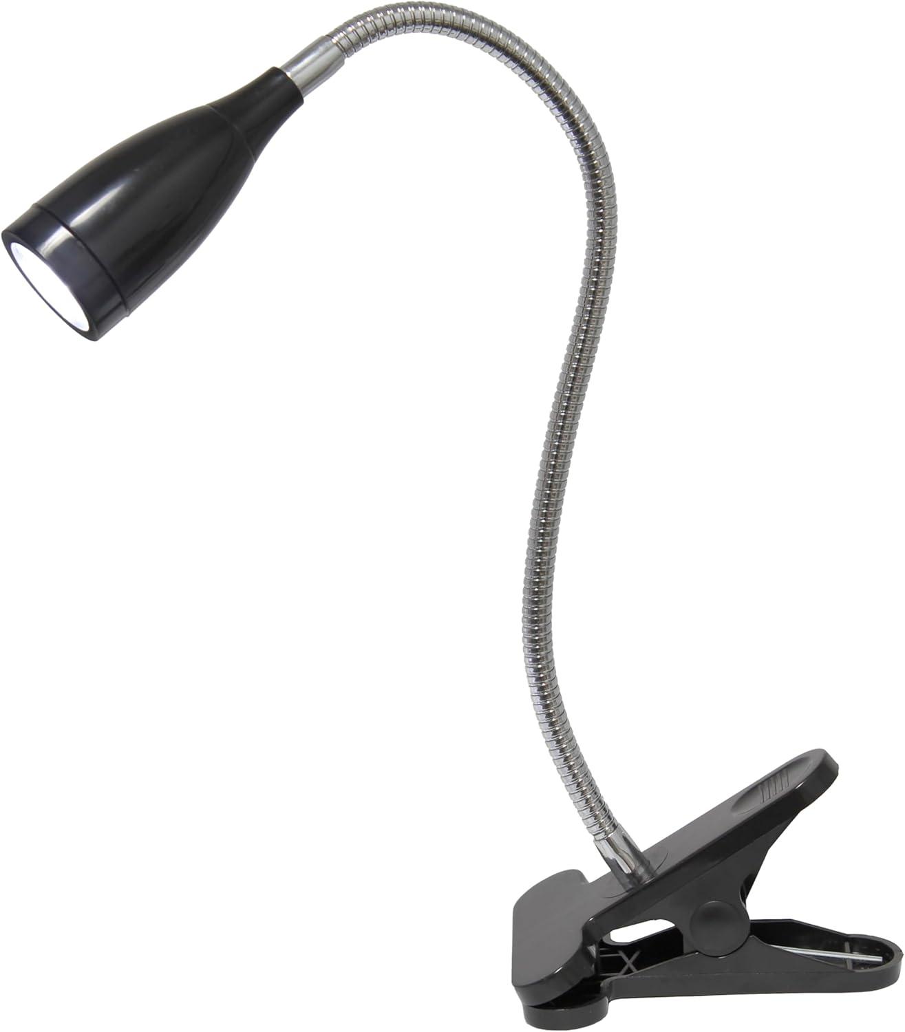 Simple Designs LD2005-BLK Flexible Gooseneck LED Clip Light Desk Lamp, Black