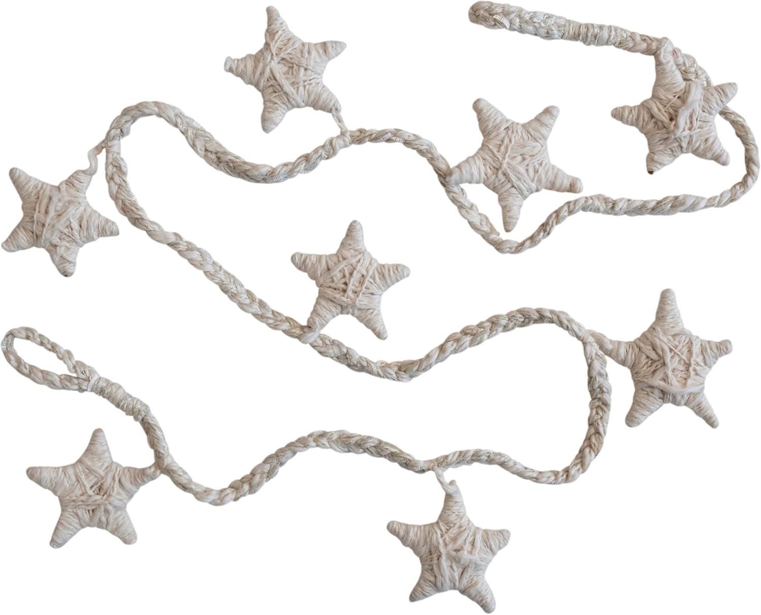 Handmade Natural Cotton Star Garland, 72 Inches