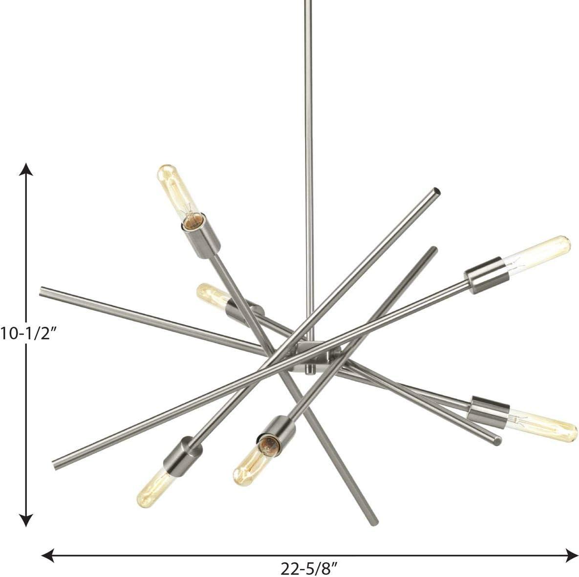 Progress Lighting Astra 6-Light Chandelier, Brushed Nickel, No Shade