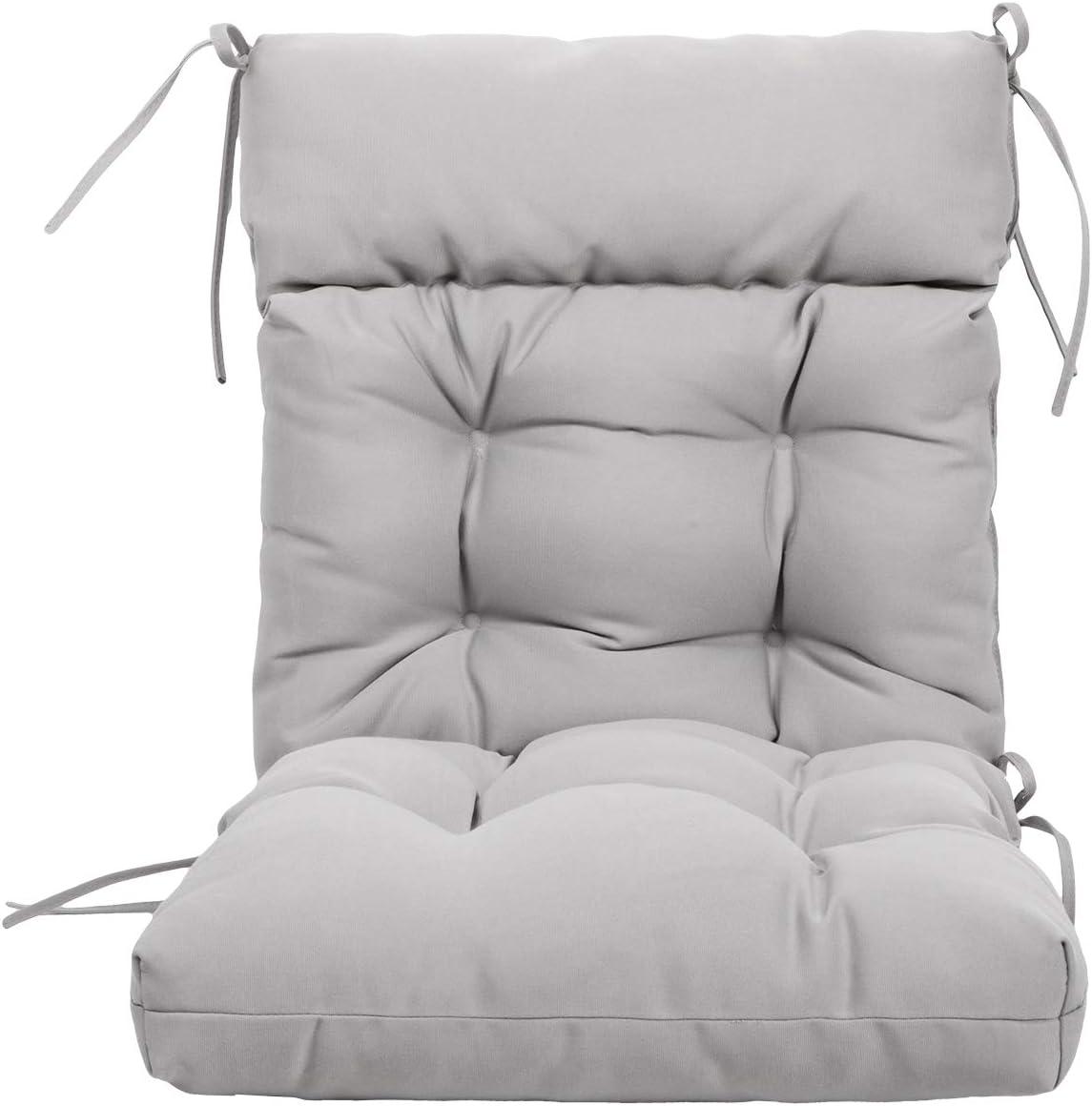 Gray Tufted UV Resistant Outdoor Chair Cushion