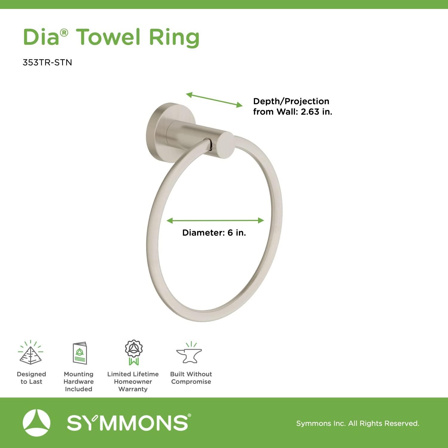 Symmons 35AC3BUNDLESTN Dia 3-Piece Wall-Mounted Bathroom Hardware Set in Satin Nickel