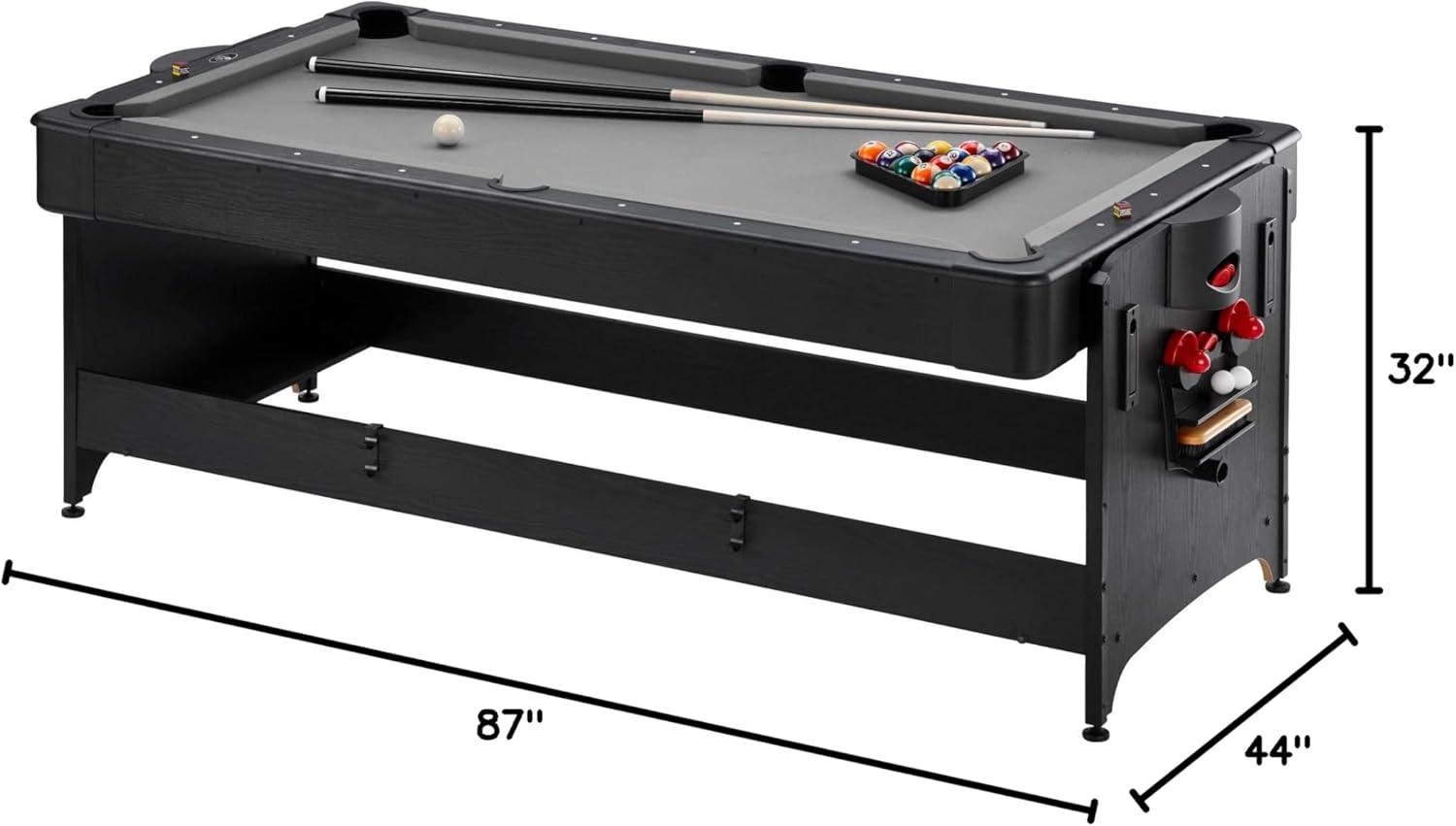 Gray 7-Foot 3-in-1 Multi-Game Table with Rotation