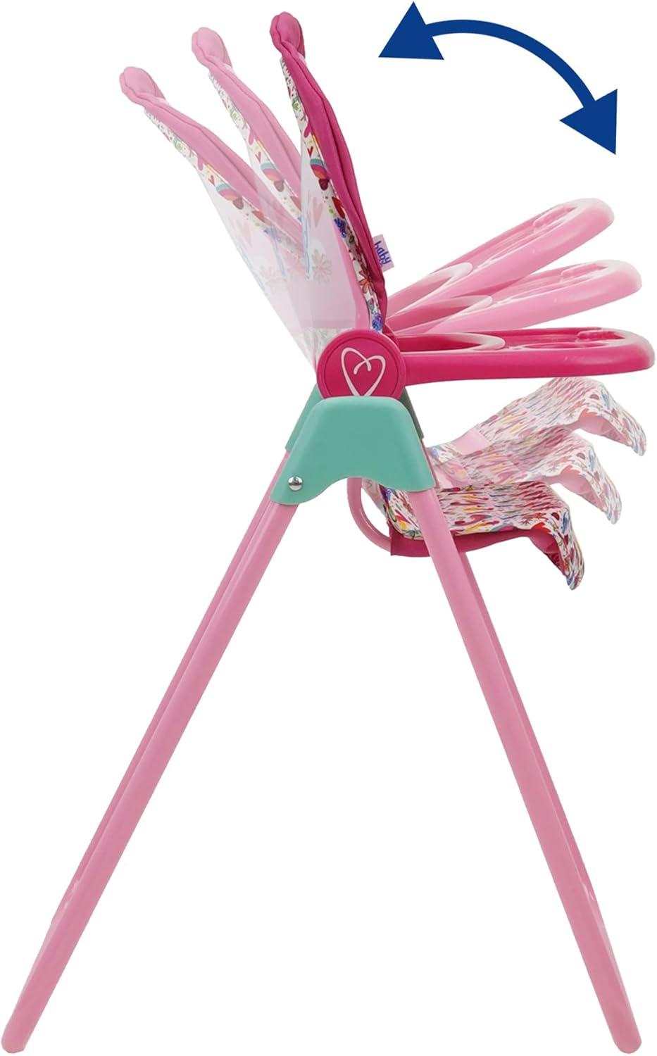 Baby Alive Doll Highchair Set - Pink & Rainbow - 6 Pieces, Fits Dolls Up to 24"