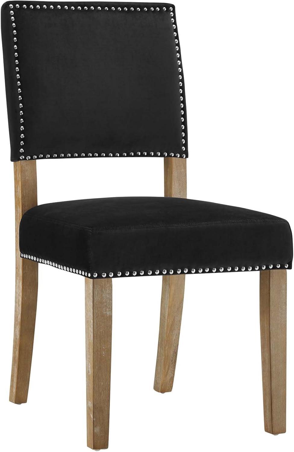 Elegant Black Velvet Upholstered Side Chair with Wood Frame