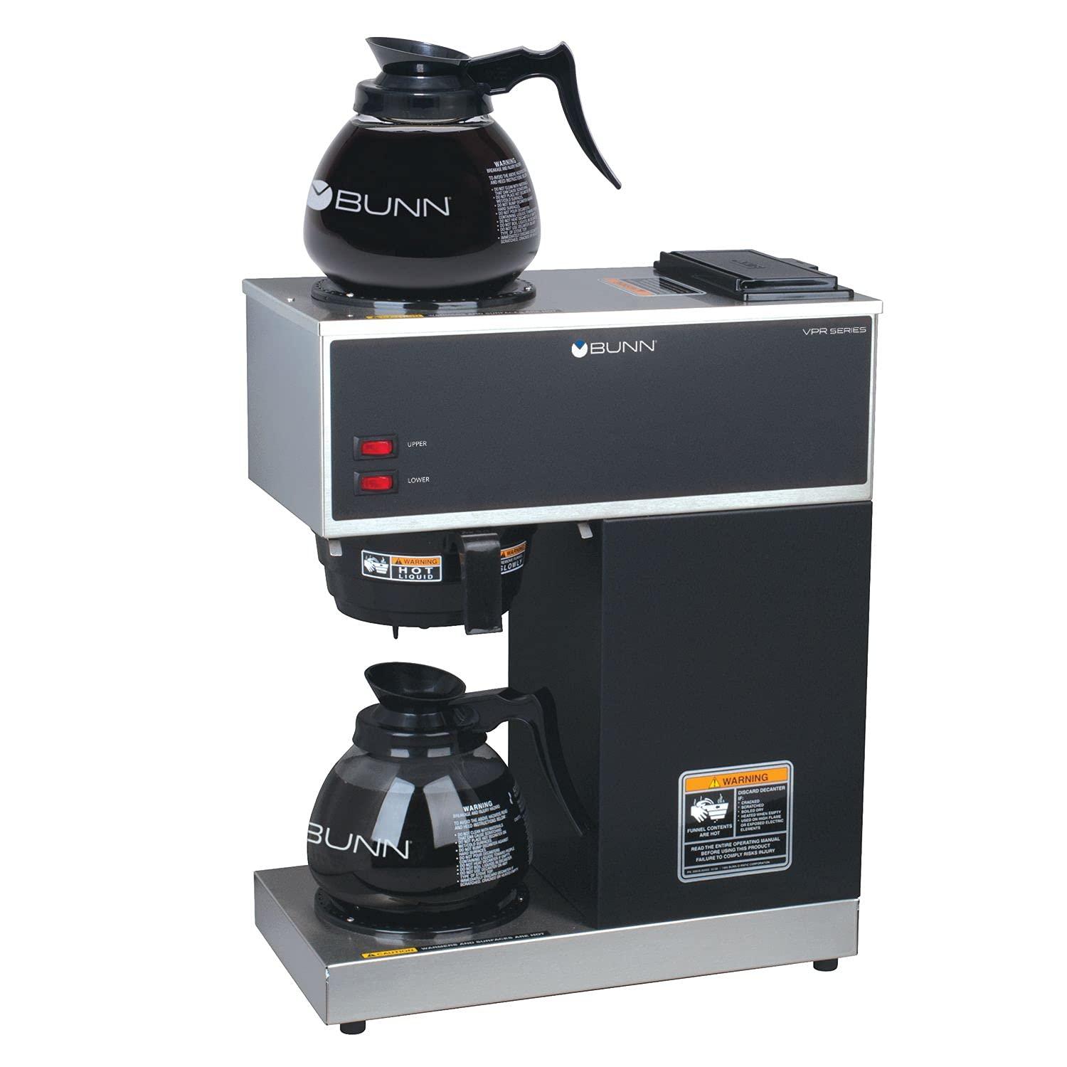BUNN VPR 12-Cup Commercial Coffee Brewer with Two Glass Decanters, 2 Warmers