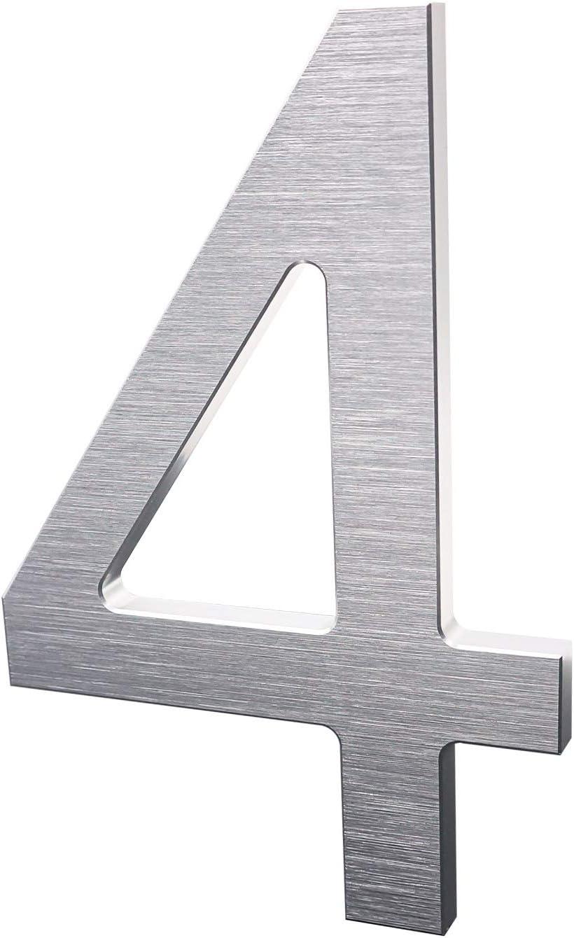 Barton 6" House Number 304 Stainless Steel Satin Floating Address House Home Number Sign