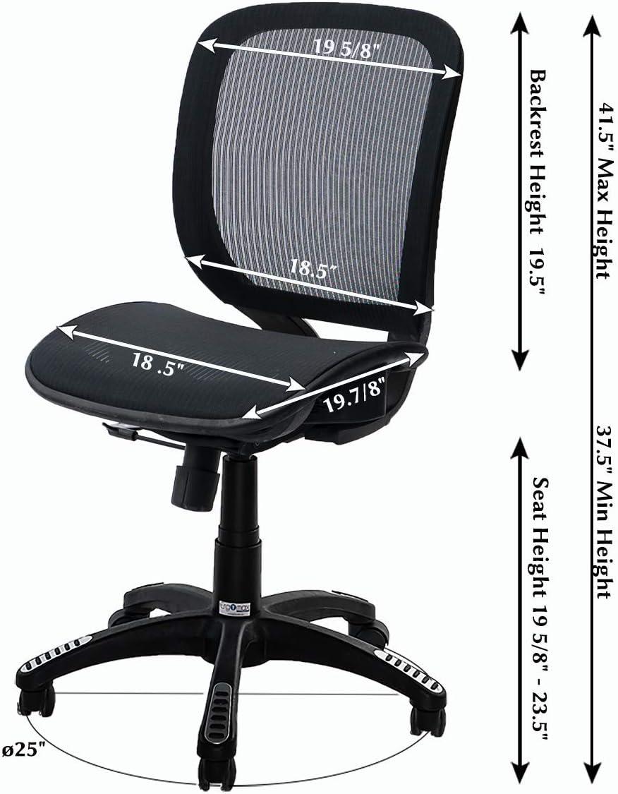 ErgoFlex 25" Black Mesh Ergonomic Swivel Armless Office Chair