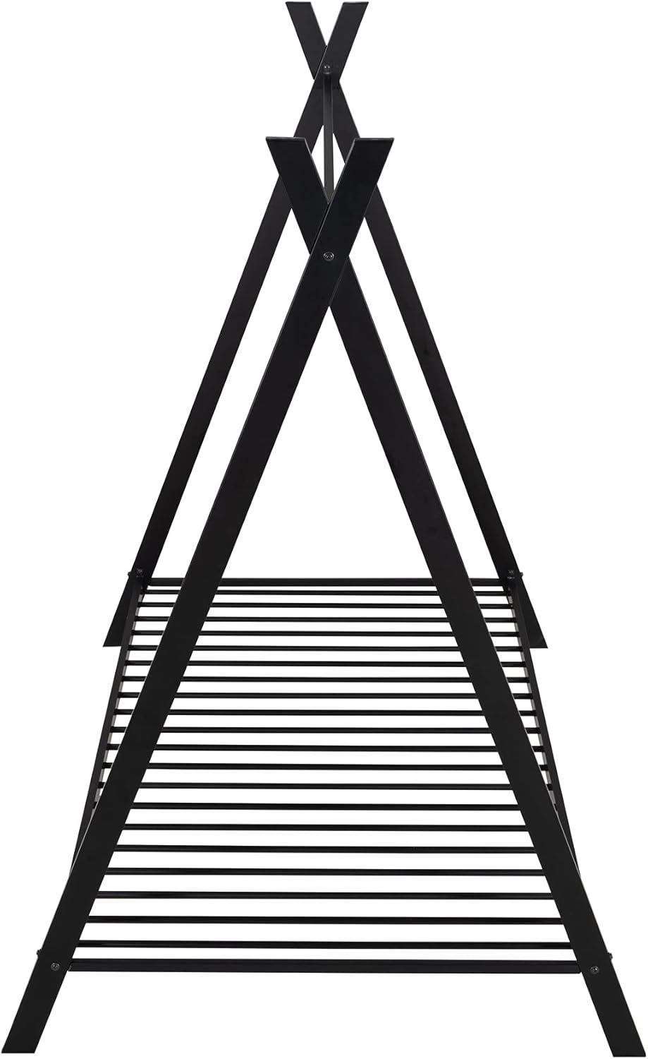 CITYLE Twin House Bed with Roof for Kids, Toddlers, Teens, Metal House Bed Frame with 20 Slats, Kids Twin Bed, No Box Spring Needed, Black