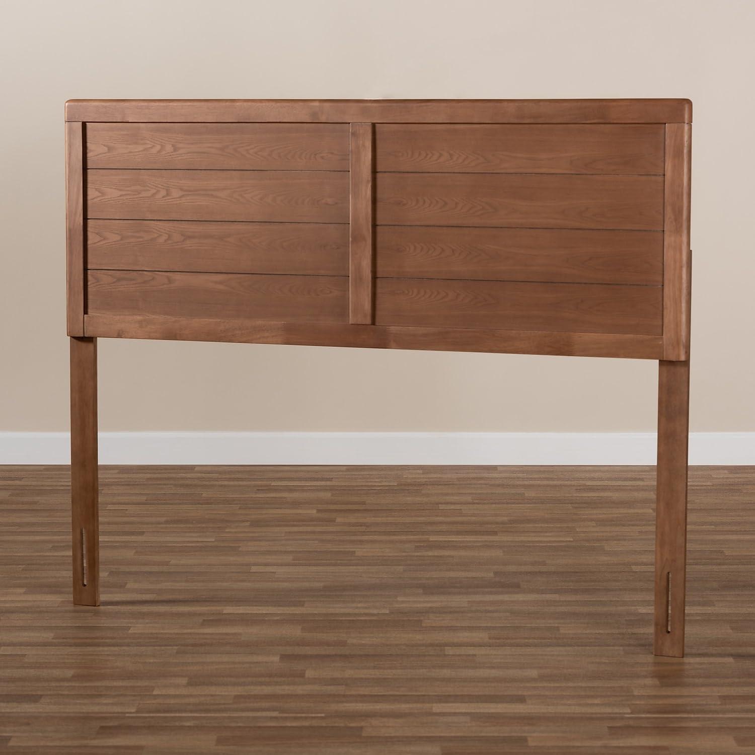 Baxton Studio Queen Seren Walnut Finished Wood Headboard Brown: Rubberwood Frame, No Box Spring Needed