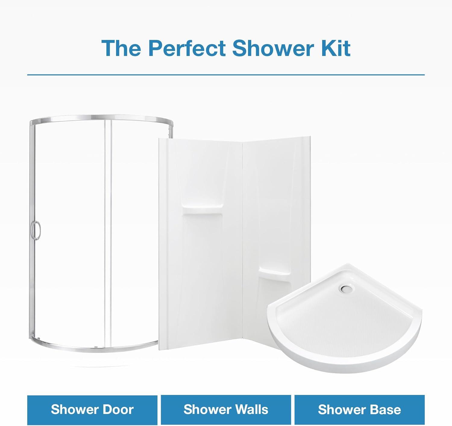 Breeze 38 in. Corner Shower Kit with Clear Glass Panels, Walls and Base included