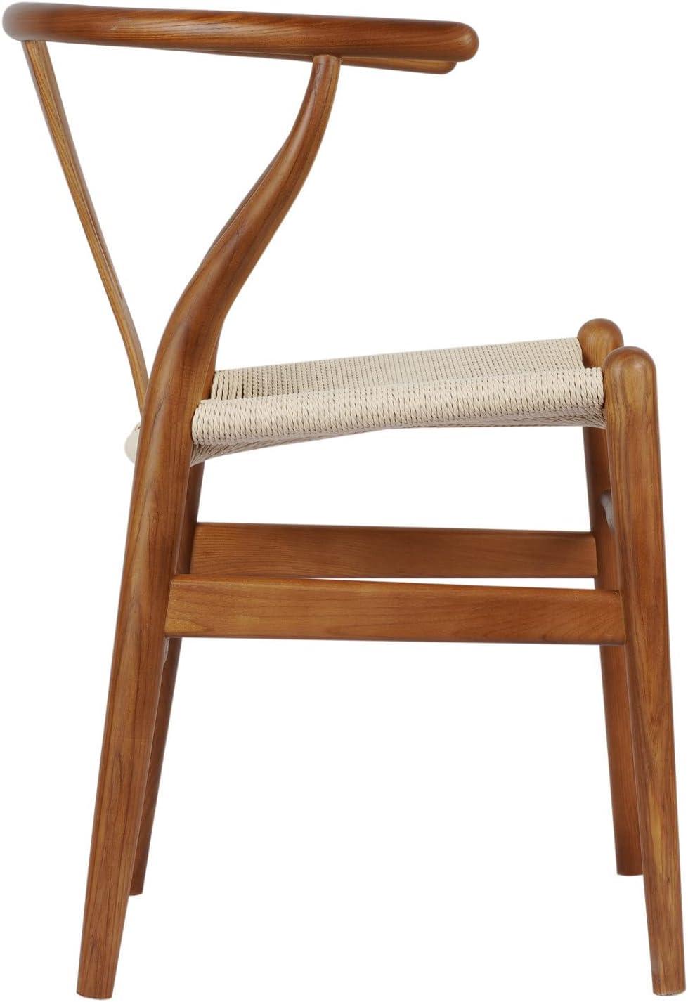 Tomile Walnut Dining Chair, Ash Wood Wishbone Chair for Home and Office