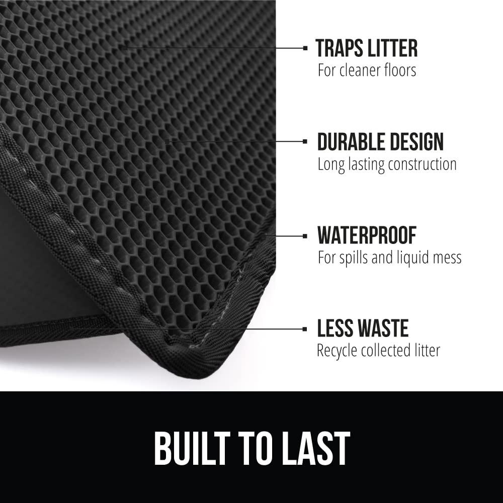 GORILLA GRIP Waterproof Cat Litter Mat, Easy to Clean Honeycomb Waste Trapping Mats, 24x15 Black