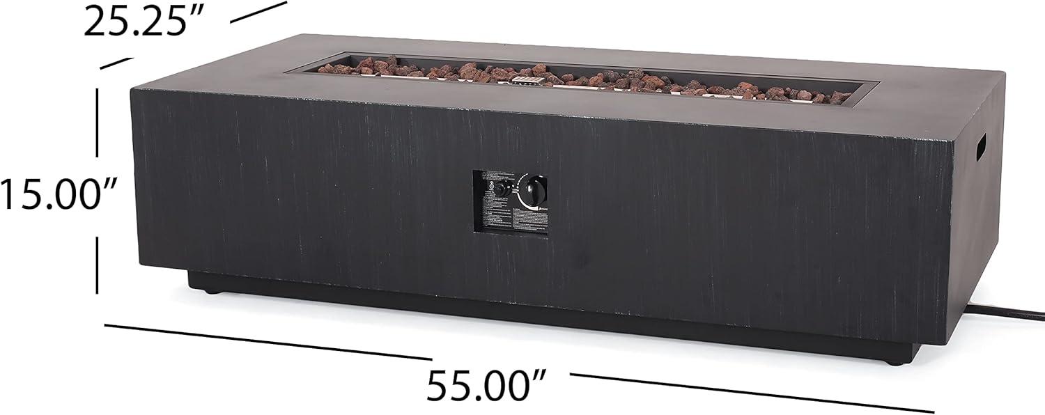 Wellington Outdoor 50000 BTU Rectangular Fire Pit with Tank Holder Brushed Black - Christopher Knight Home