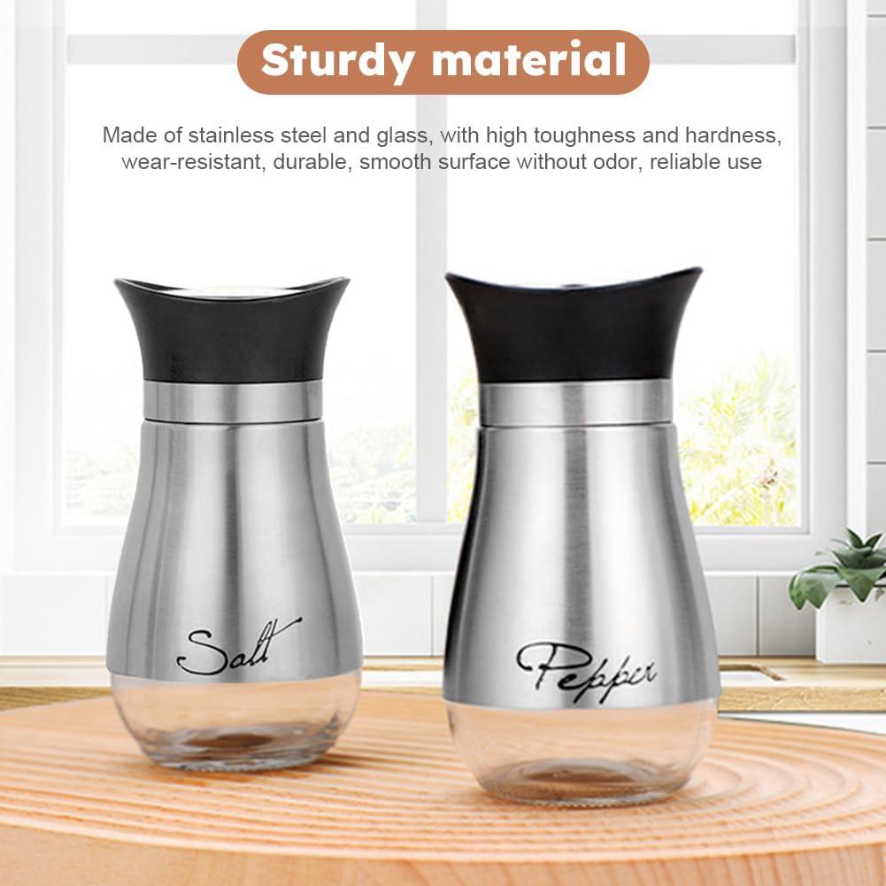 Juvale Stainless Steel Salt and Pepper Shakers Set with Glass Bottom, Perforated "S" and "P" Caps - Modern Kitchen Decor (4oz)