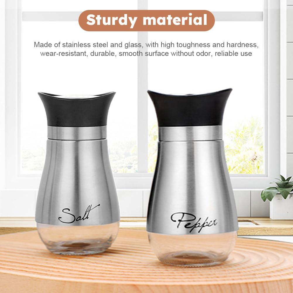 Juvale Stainless Steel Salt and Pepper Shakers Set with Glass Bottom, Perforated "S" and "P" Caps - Modern Kitchen Decor (4oz)