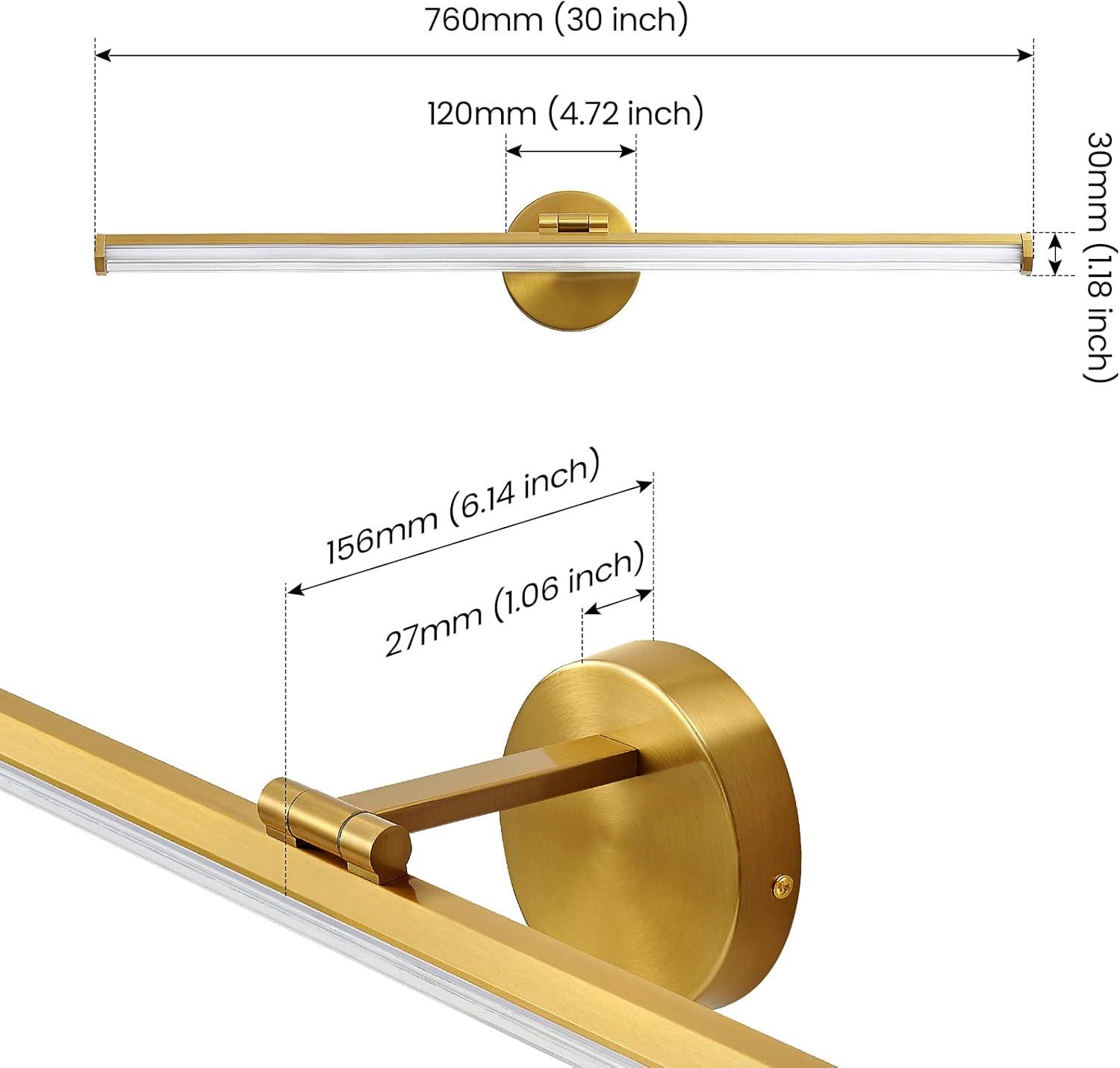 30-Inch Gold Dimmable LED Vanity Light with Acrylic Shade