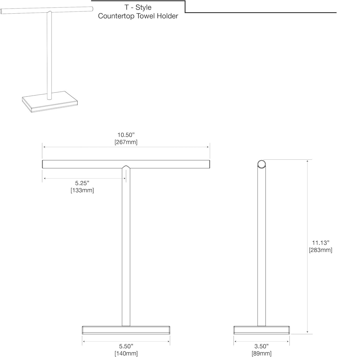 Freestanding Countertop Hand Towel Holder | 11.13"H x 10.50"W Weighted Base Towel Rack Stand