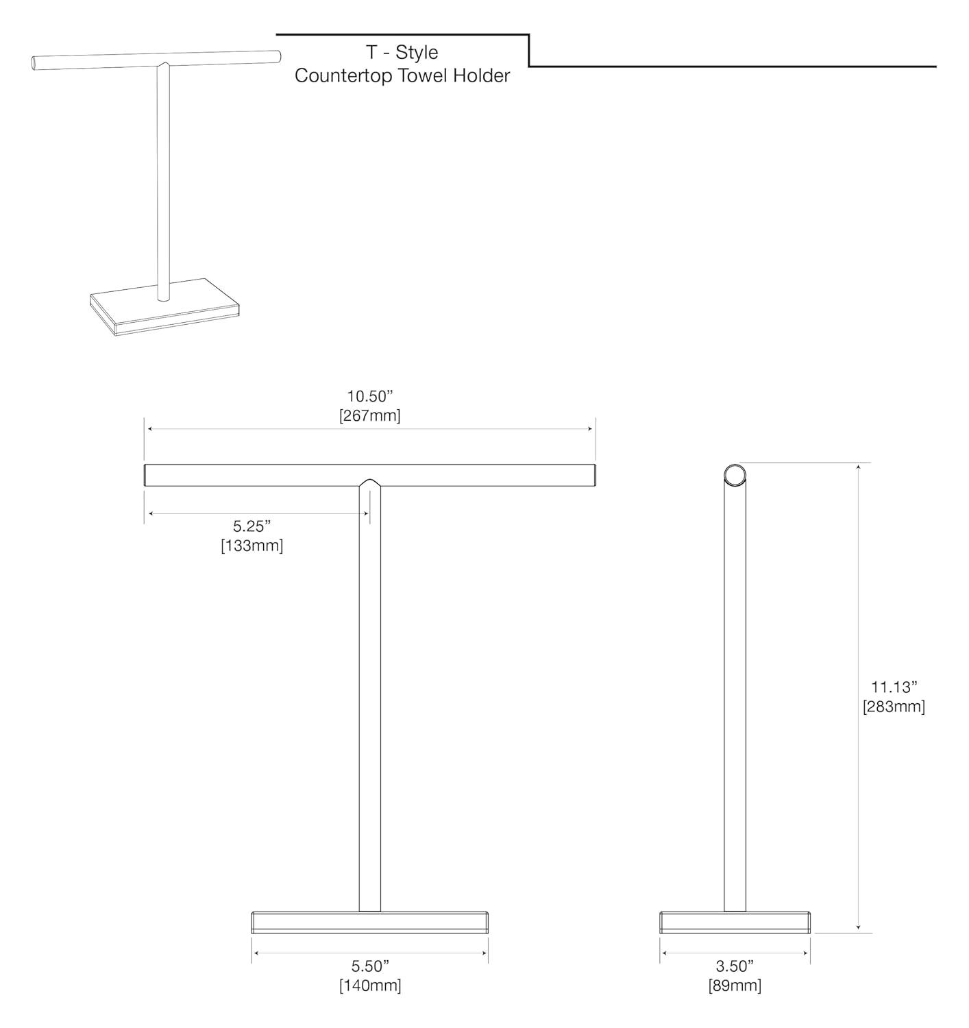 Freestanding Countertop Hand Towel Holder | 11.13"H x 10.50"W Weighted Base Towel Rack Stand