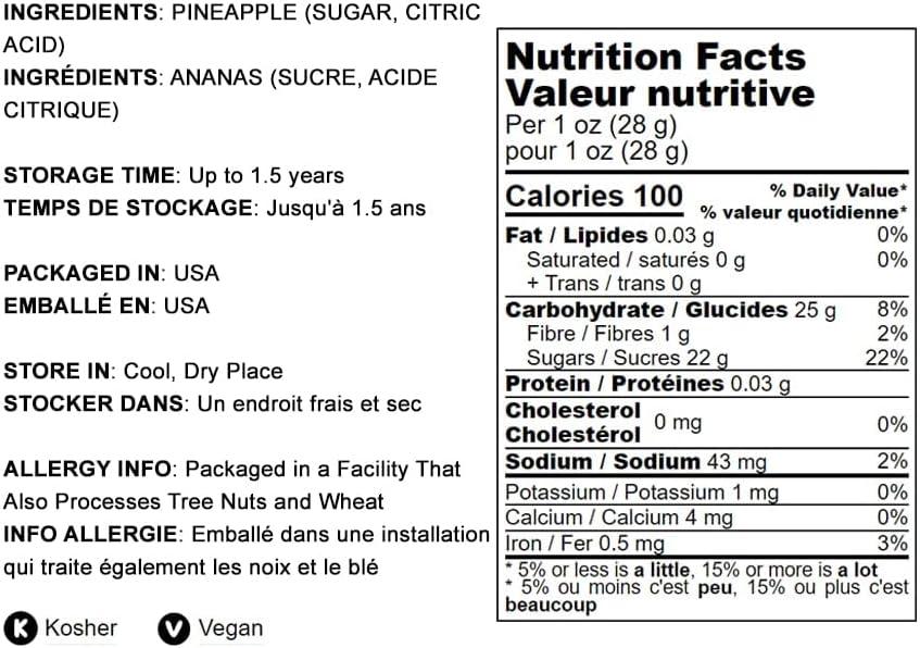 Diced Dried Pineapple, 0.5 Pounds — Kosher, Vegan — by Food to Live