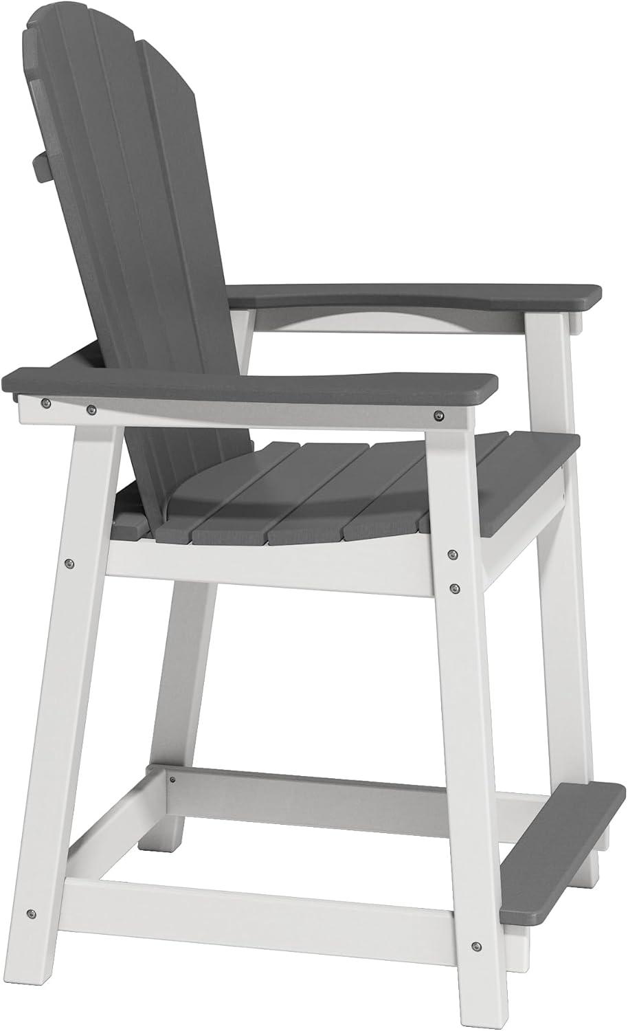 Outdoor Tall Adirondack Chair, Patio Bar Stool Chair with High Back, 400lbs, Widened Arms, All-Weather Balcony Chair for Backyard, Garden, Yard (1 PC)