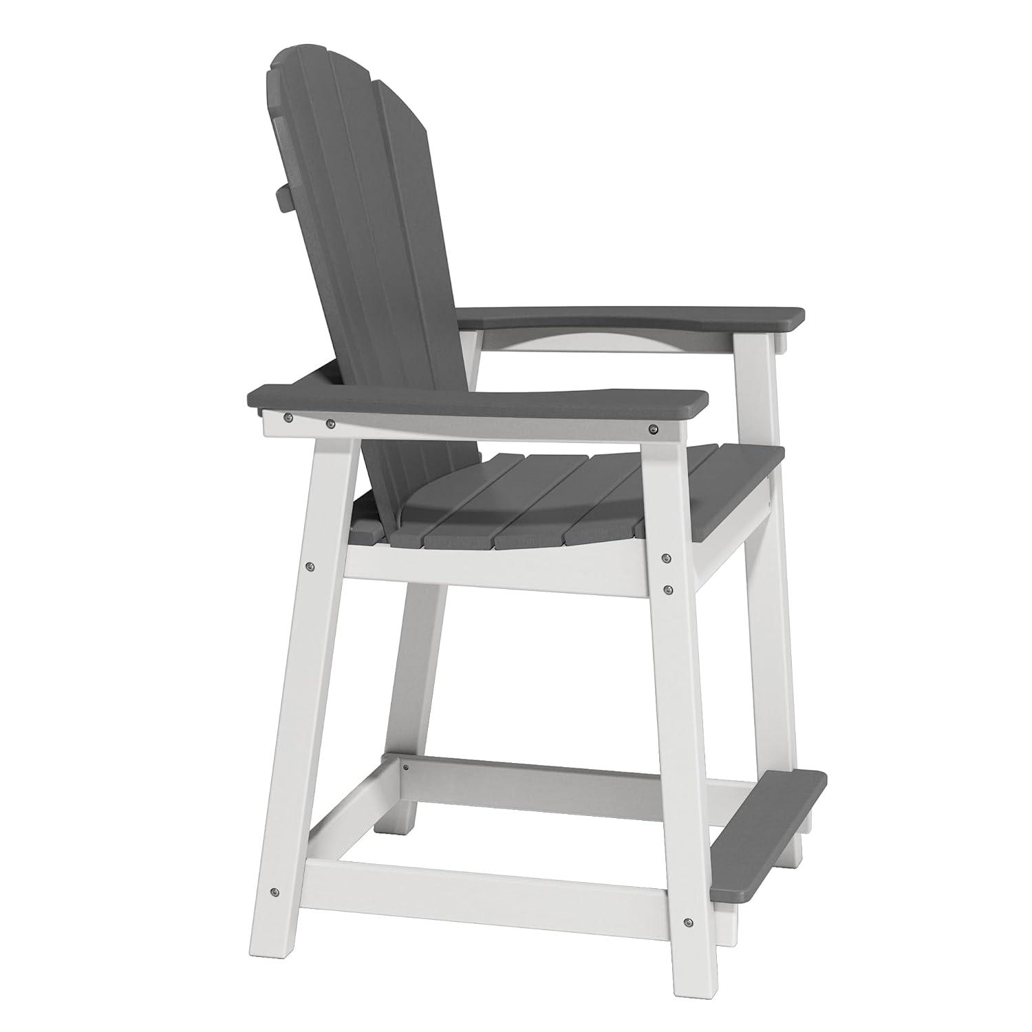 Outdoor Tall Adirondack Chair, Patio Bar Stool Chair with High Back, 400lbs, Widened Arms, All-Weather Balcony Chair for Backyard, Garden, Yard (1 PC)