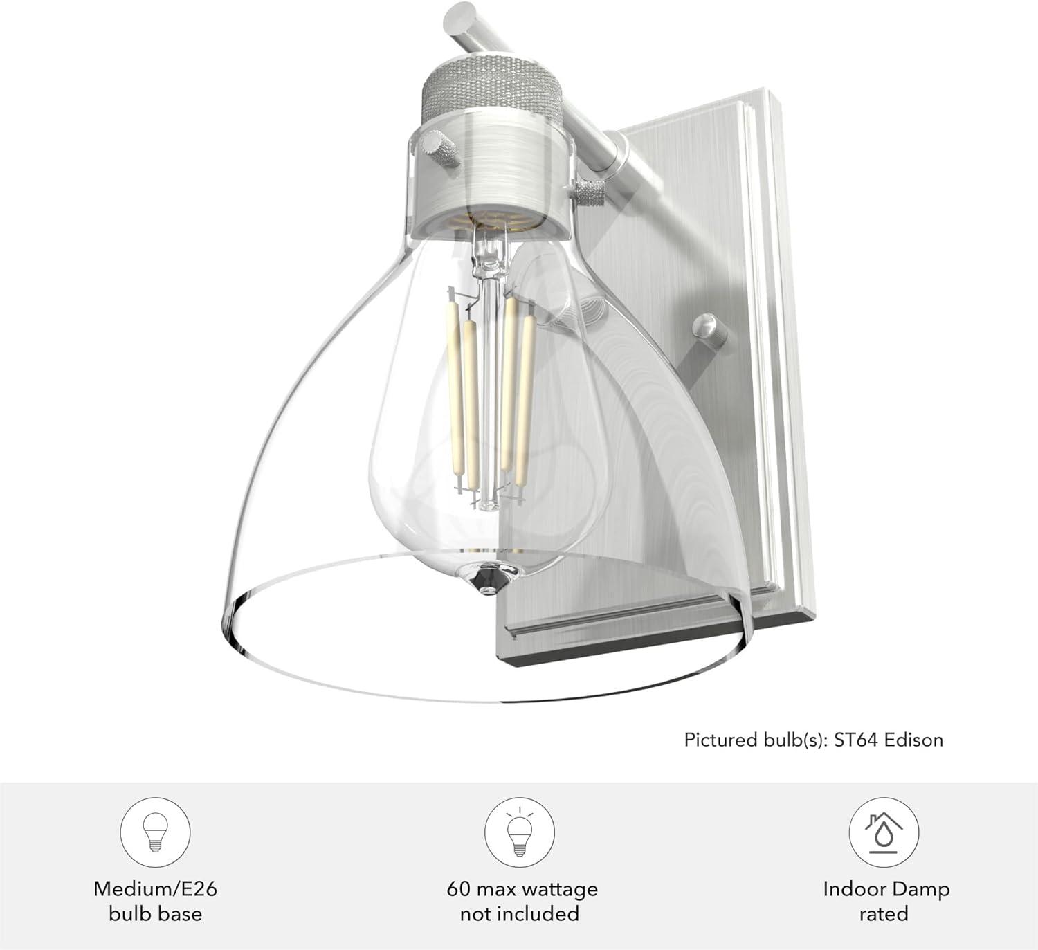 Hunter Van Nuys Brushed Nickel 1 Light Sconce Wall Light Fixture