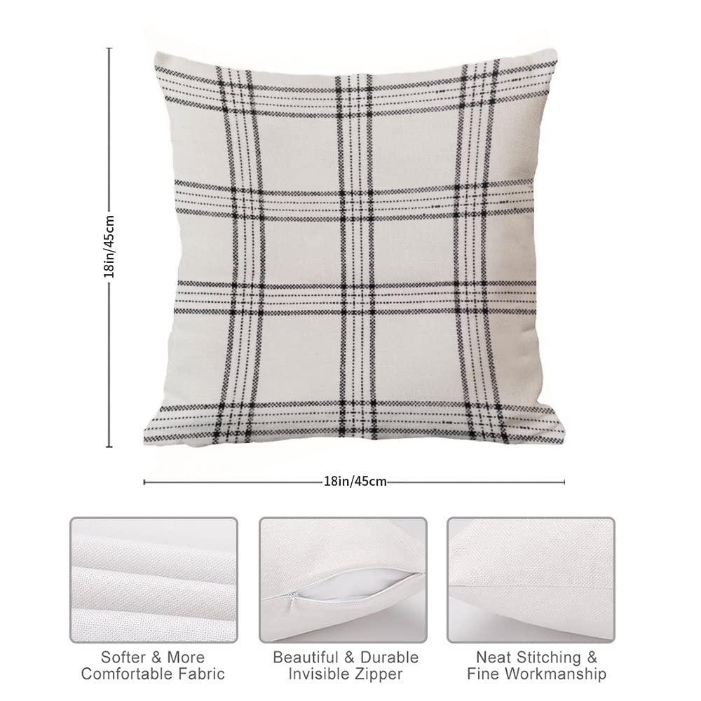 ZeaZu Black And Beige Plaid Square Accent Cover