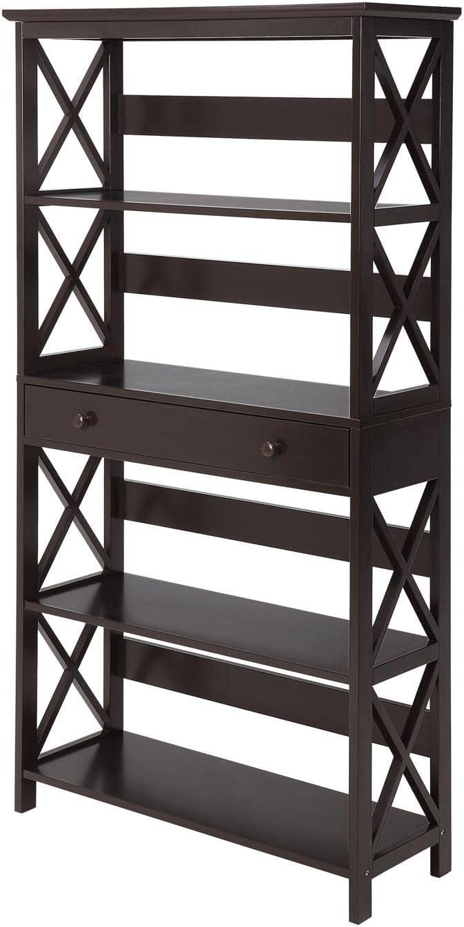 Convenience Concepts Oxford 5-Tier Bookcase with Drawer, Multiple Finishes