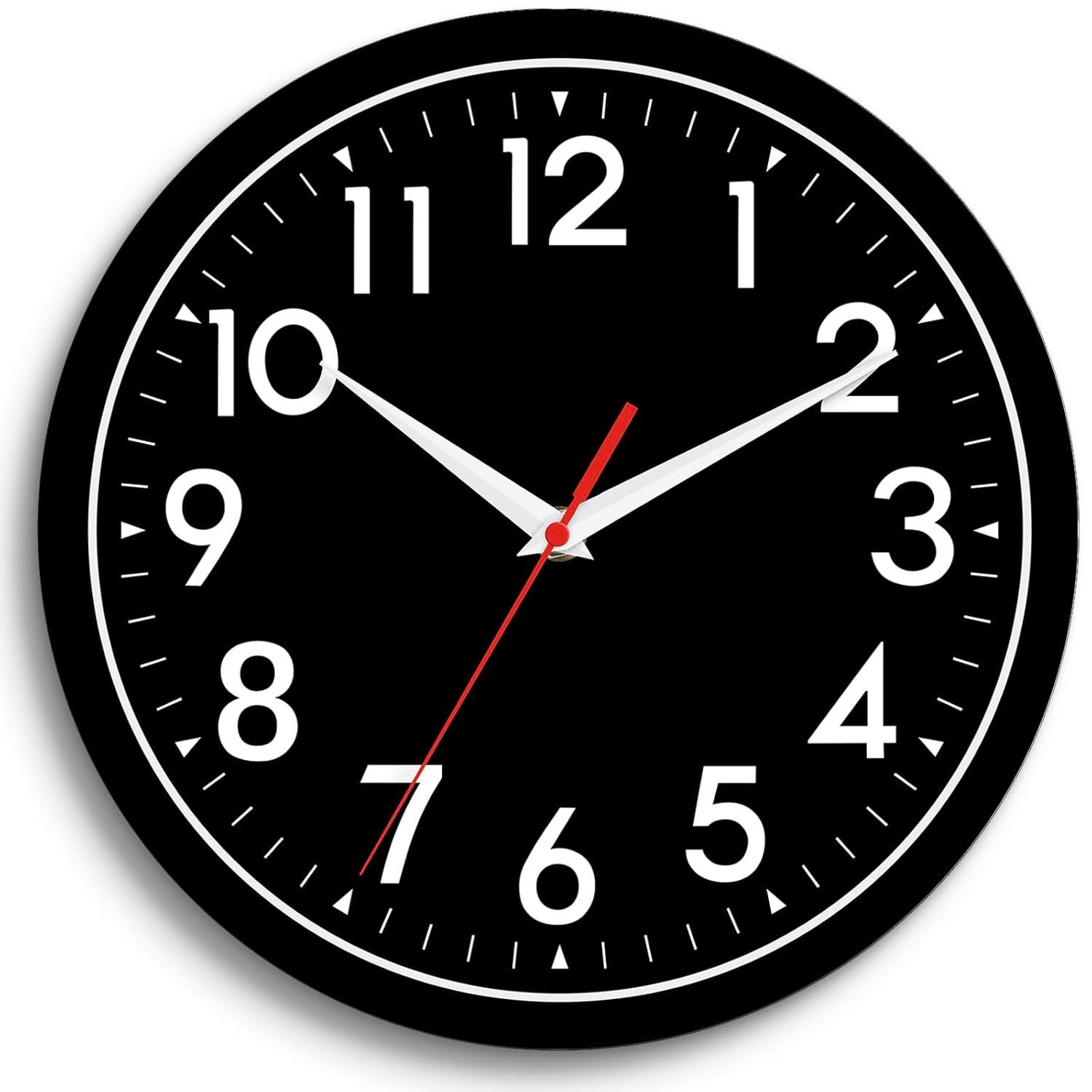 YEHOOM Wall Clock 10 Inch Silent Non-Ticking Modern Clocks Battery Operated - Analog Small Classic for Office, Home, Bathroom, Kitchen, Bedroom, School, Living Room(Black)