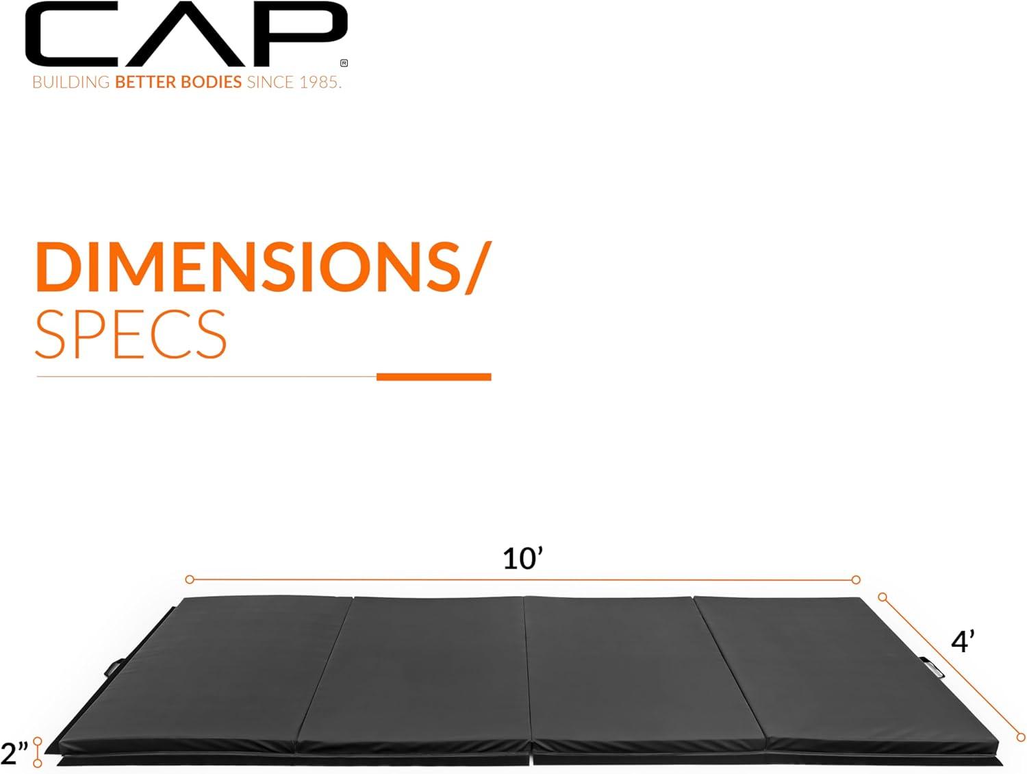 CAP Barbell All Purpose Folding Exercise Training & Gymnastics Balance Mat 10' x 4' x 2" thick, Black