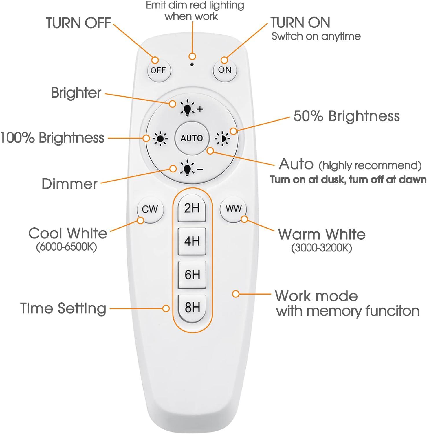 White Solar LED Ceiling Light with Remote Control