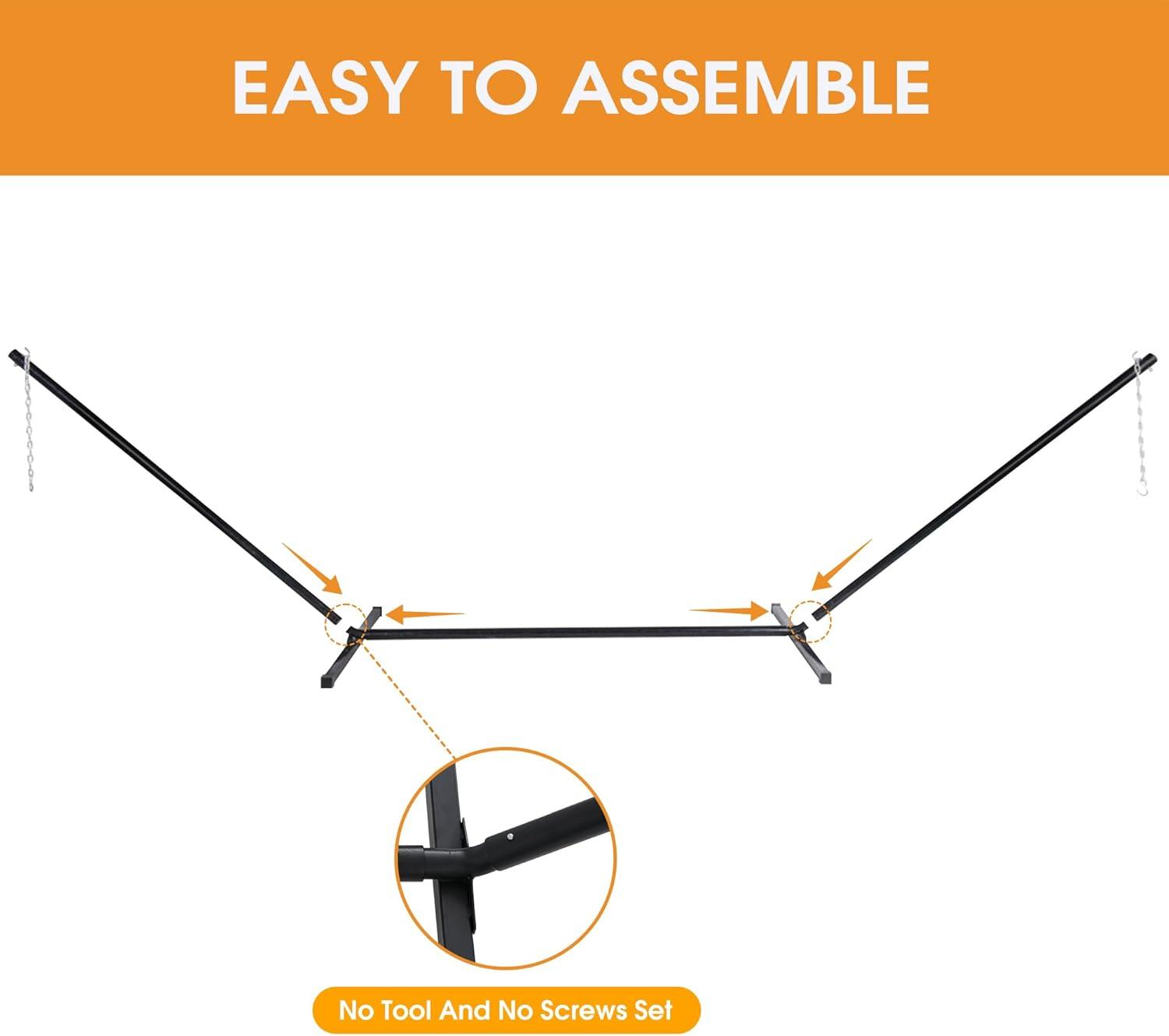 Sunnydaze Large 2-Person Hammock Stand with Heavy-Duty Steel Beam Construction - 400-lb Weight Capacity/15' Stand - Black