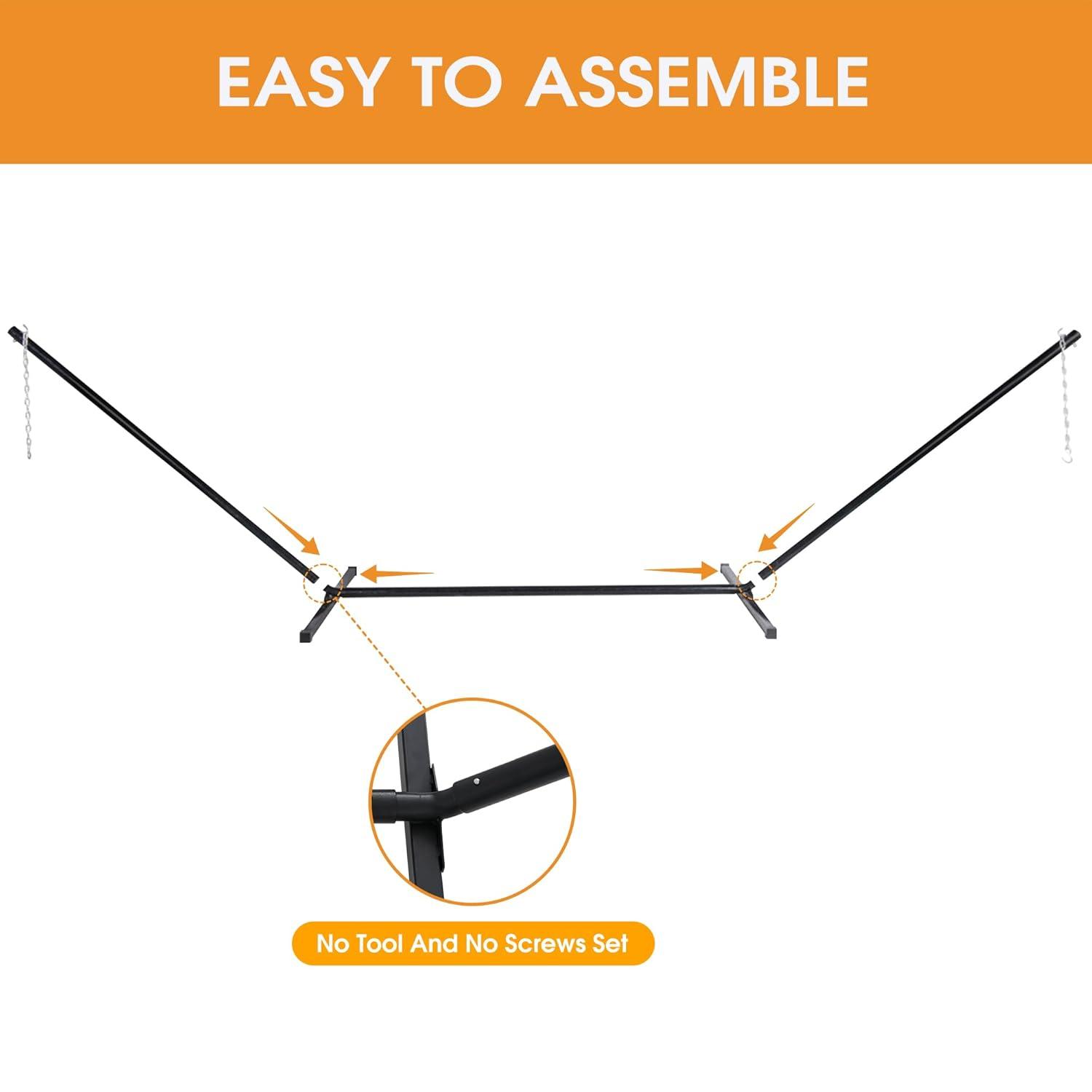 Sunnydaze Large 2-Person Hammock Stand with Heavy-Duty Steel Beam Construction - 400-lb Weight Capacity/15' Stand - Black