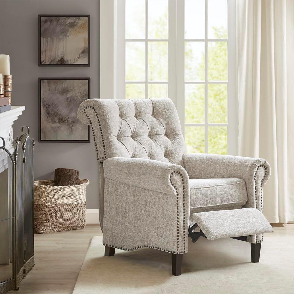 Madison Park Zak Recliner Chair Cream : Polyester Upholstery, Wood Legs, Foam Fill, Spot Clean