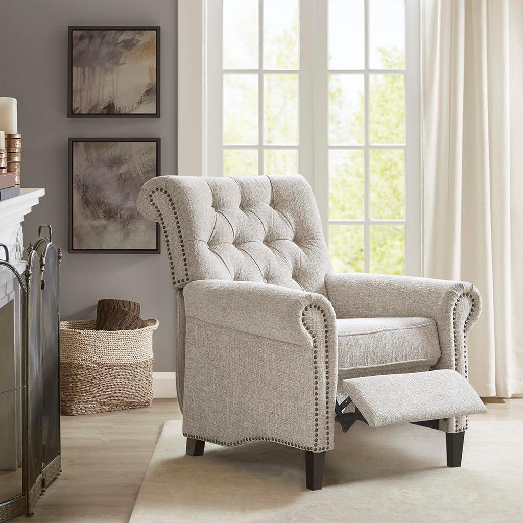 Madison Park Zak Recliner Chair Cream : Polyester Upholstery, Wood Legs, Foam Fill, Spot Clean