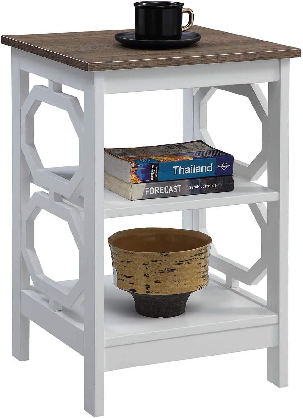 Convenience Concepts Omega End Table with Shelf, Driftwood/White
