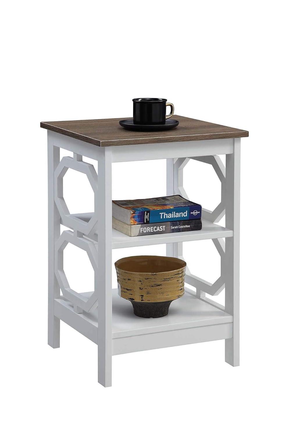 Convenience Concepts Omega End Table with Shelf, Driftwood/White