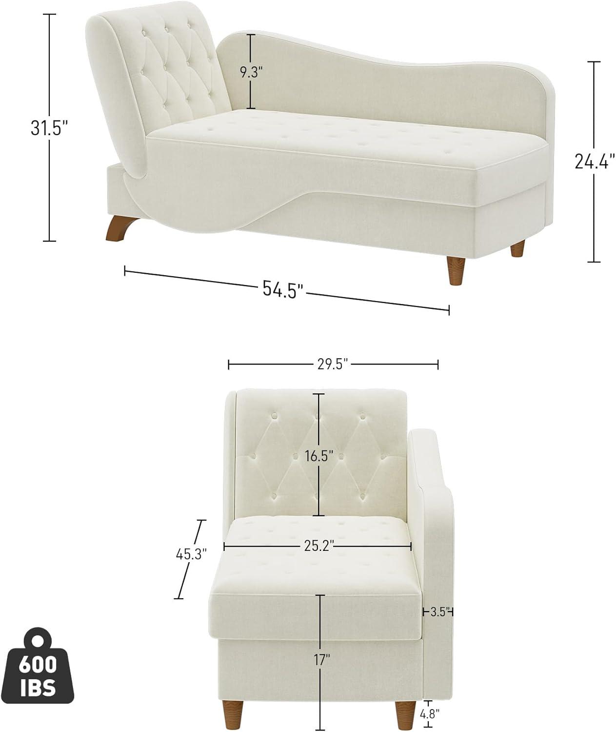 Mercer41 Acotas Velvet Upholstered Chaise Lounge with Storage