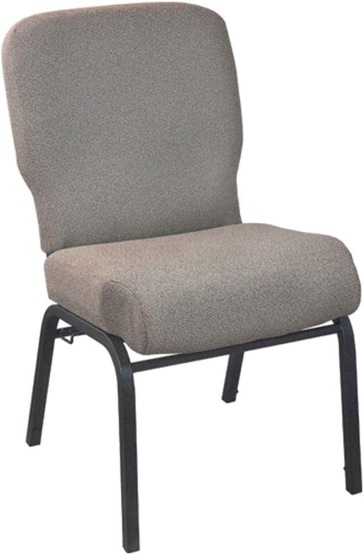 Tan Speckle Fabric and Metal Stackable Chair with Padded Seat