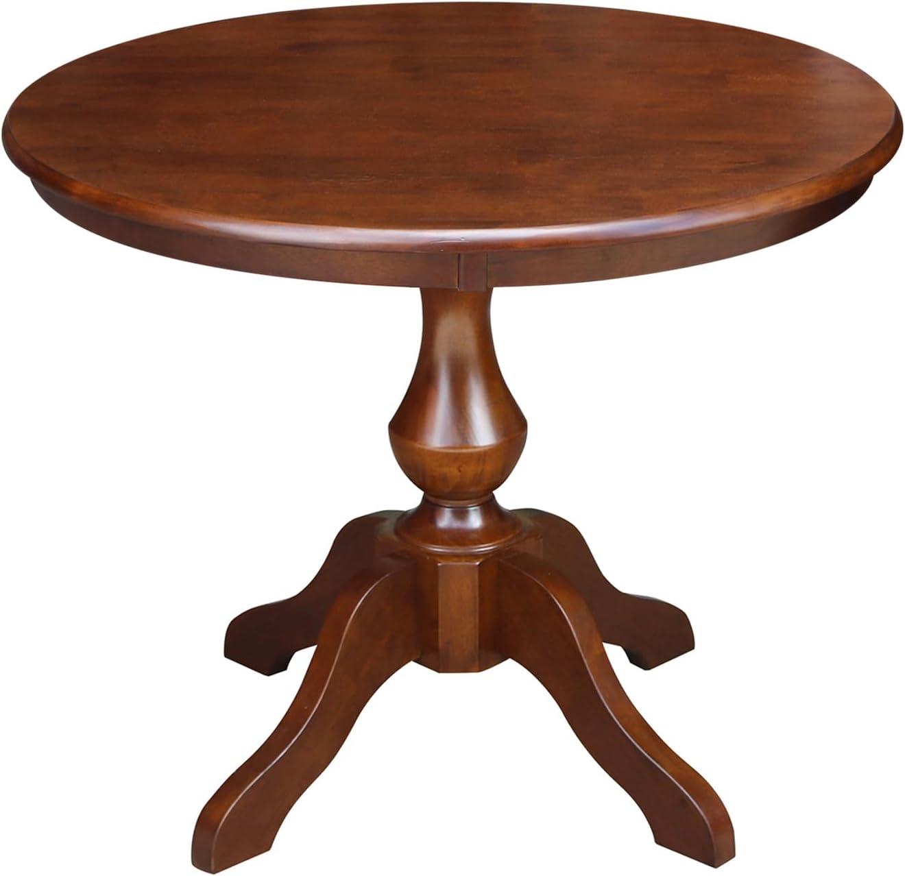 International Concepts 36" Round Top Pedestal Table-28.9" H Dining Table, Espresso