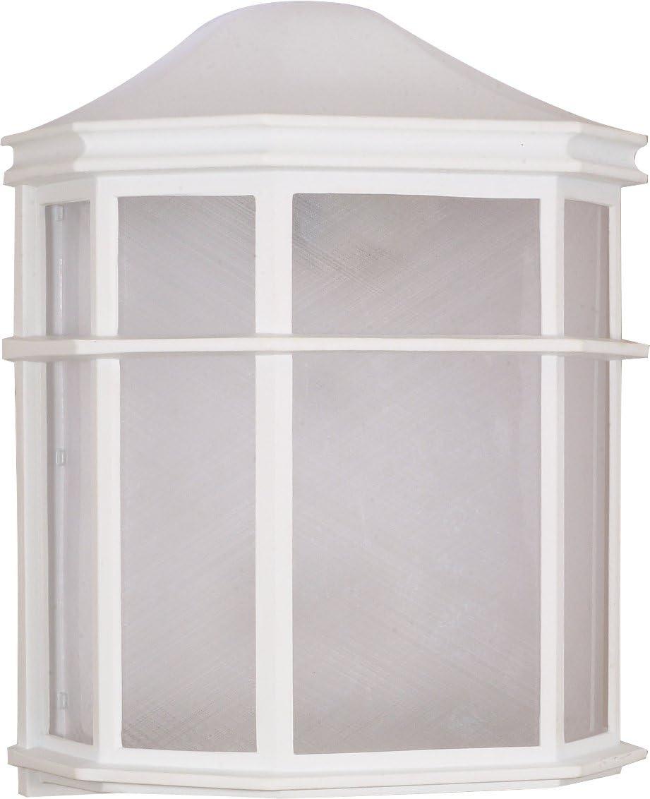 Transitional 9.75" White and Bronze Cage Lantern Wall Sconce