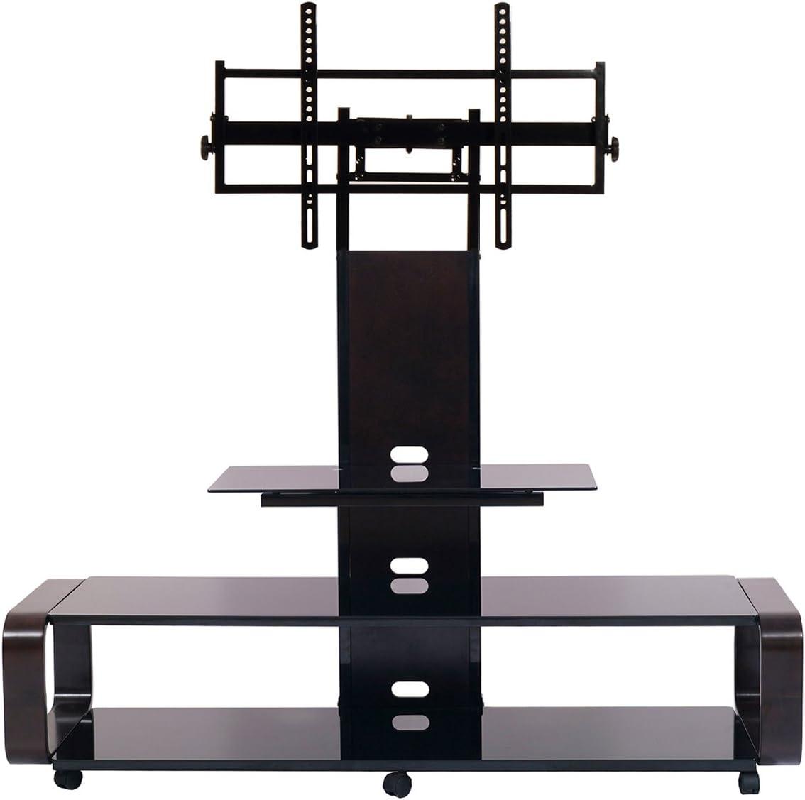 TransDeco Flat panel TV mounting system w/ 3 AV shelves for up to 85Inch plasma or LCD/LED TVs - Espresso/Black