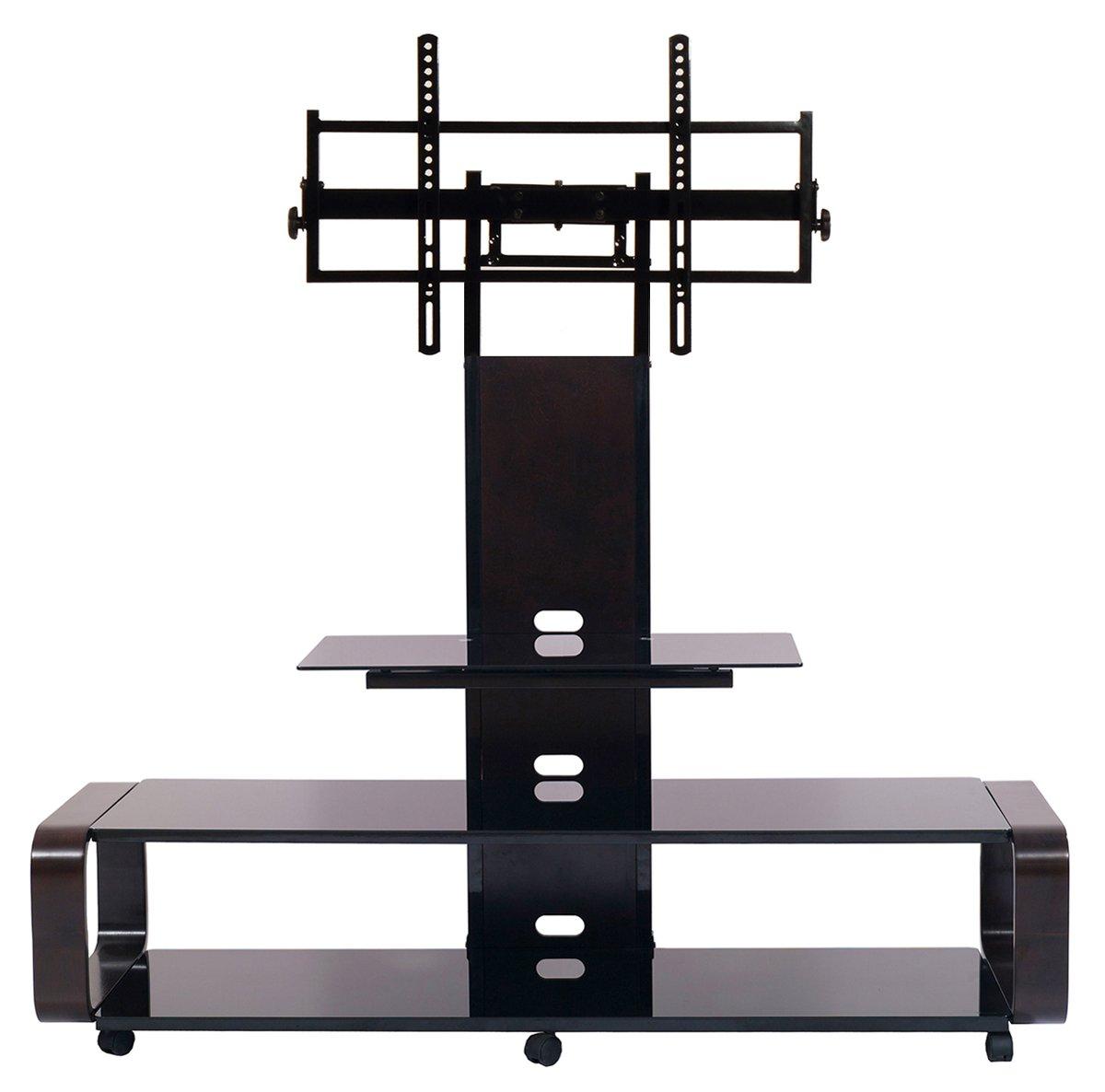 TransDeco Flat panel TV mounting system w/ 3 AV shelves for up to 85Inch plasma or LCD/LED TVs - Espresso/Black