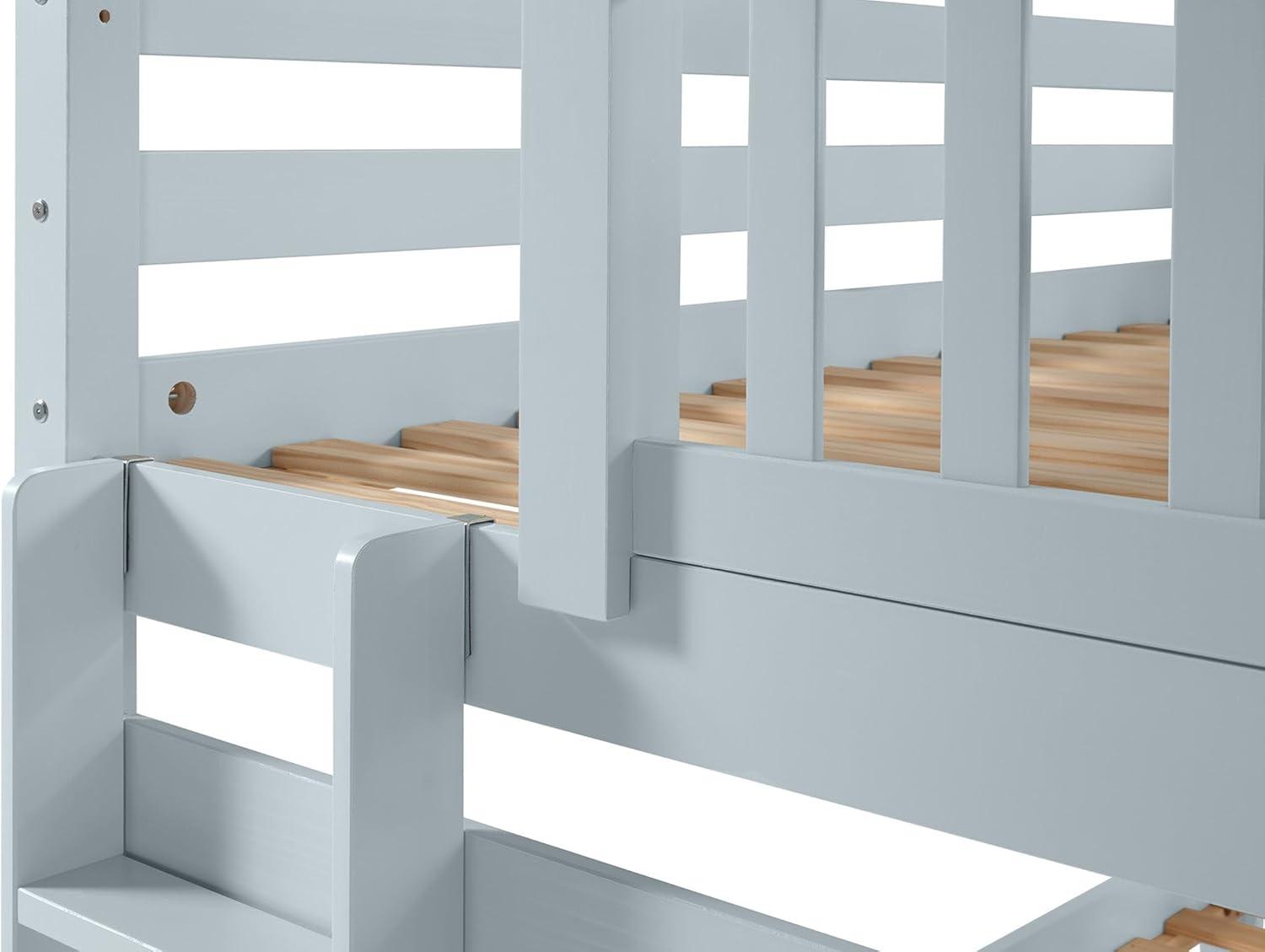 Bedz King Bunk Beds Twin over Twin Mission Style with End Ladder, Breezy Blue