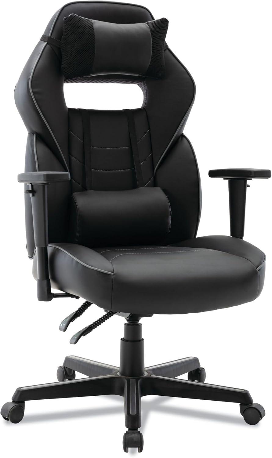 Alera Racing Style Ergonomic Gaming Chair, Supports 275 lb, 15.91" to 19.8" Seat Height, Black/Gray Trim Seat/Back, Black/Gray Base