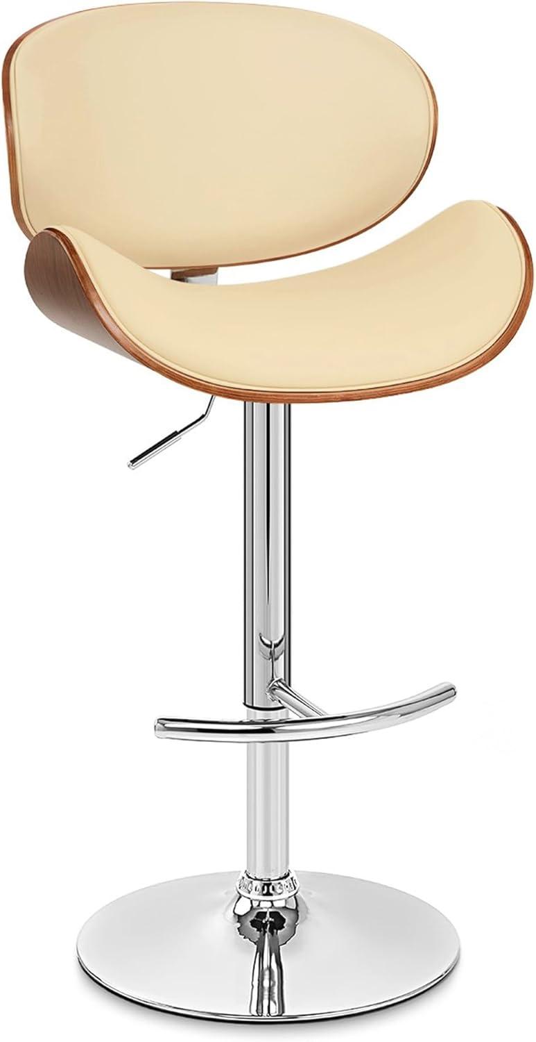 Armen Living Naples Mid-Century Faux Leather Bar Stool in Cream