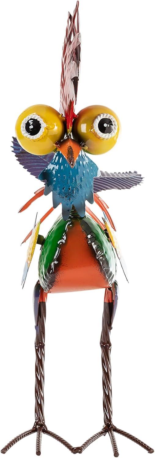 18" Multicolor Metal Rooster Lawn Decoration