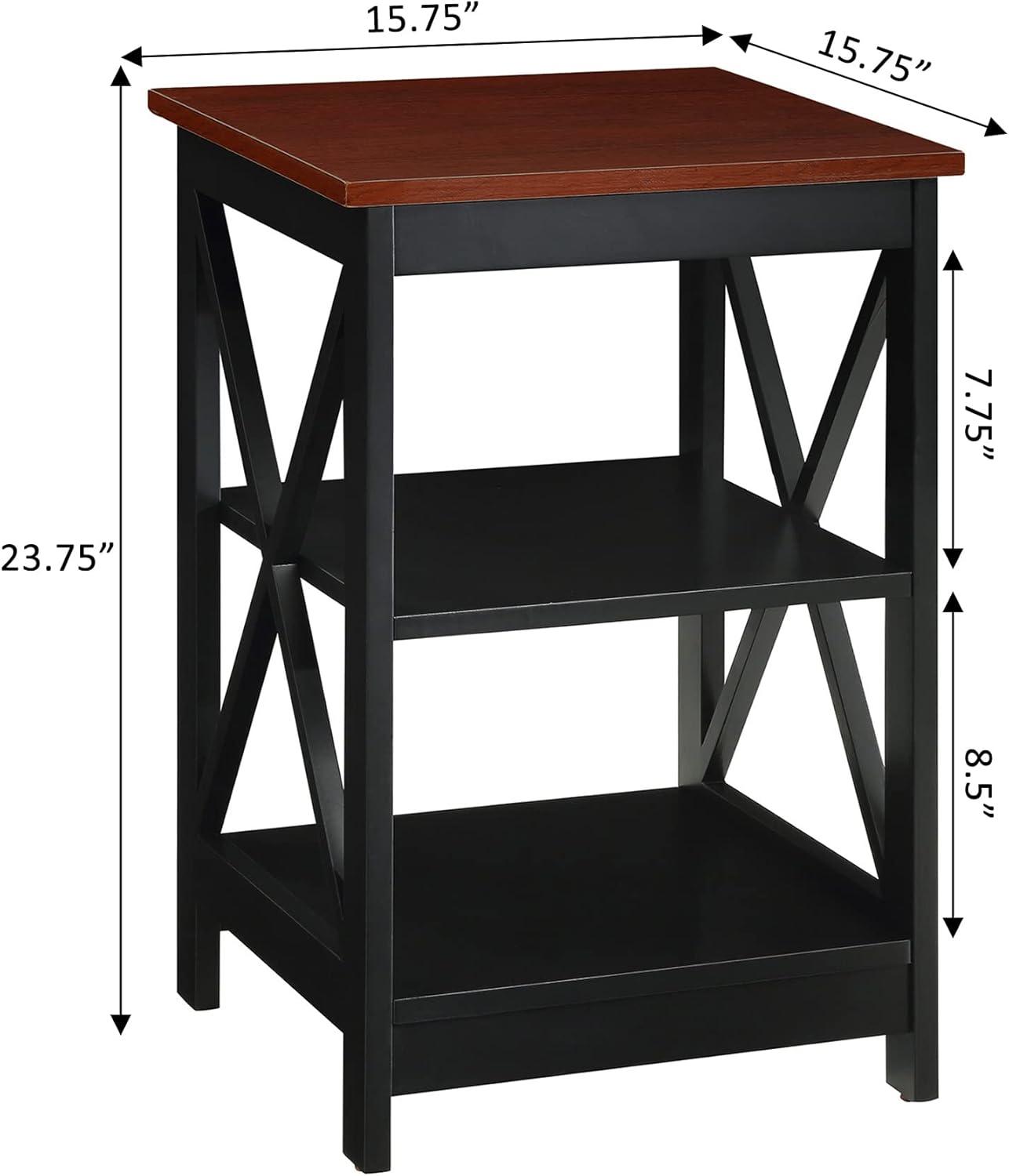 Convenience Concepts Oxford End Table with Shelves, Cherry/Black