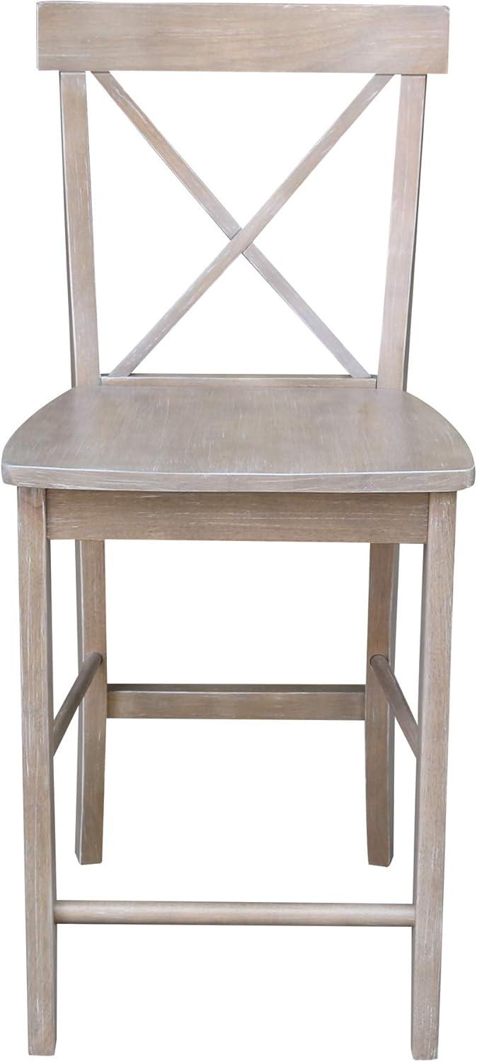 X Back Stool Washed Gray/Taupe - International Concepts