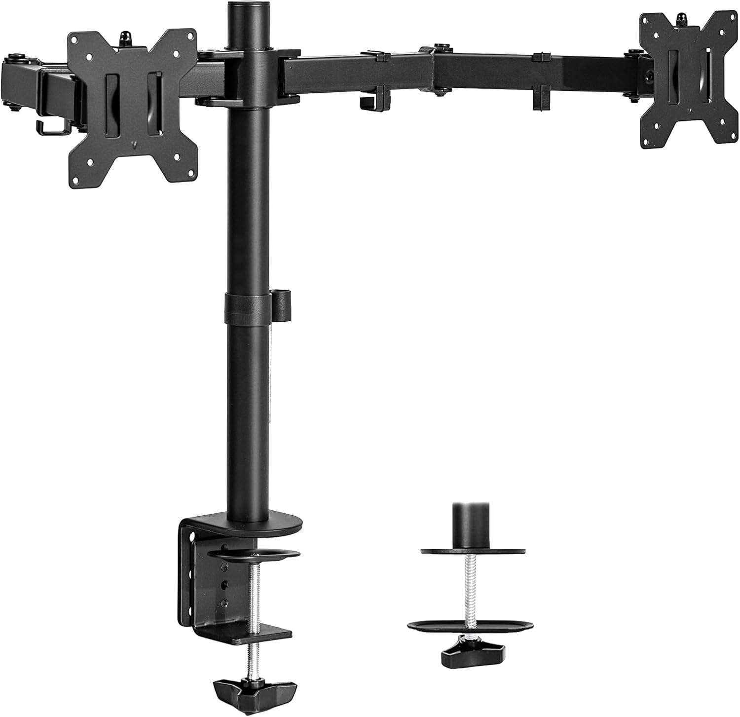 VIVO Black Dual Monitor Desk Mount Adjustable Stand, Fits Screens up to 30"